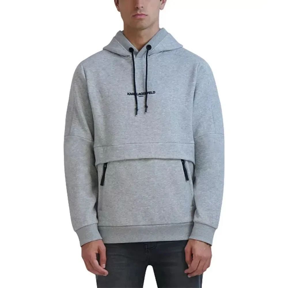 Karl Lagerfeld Paris NWT Fleece Logo Hoodie Grey XL